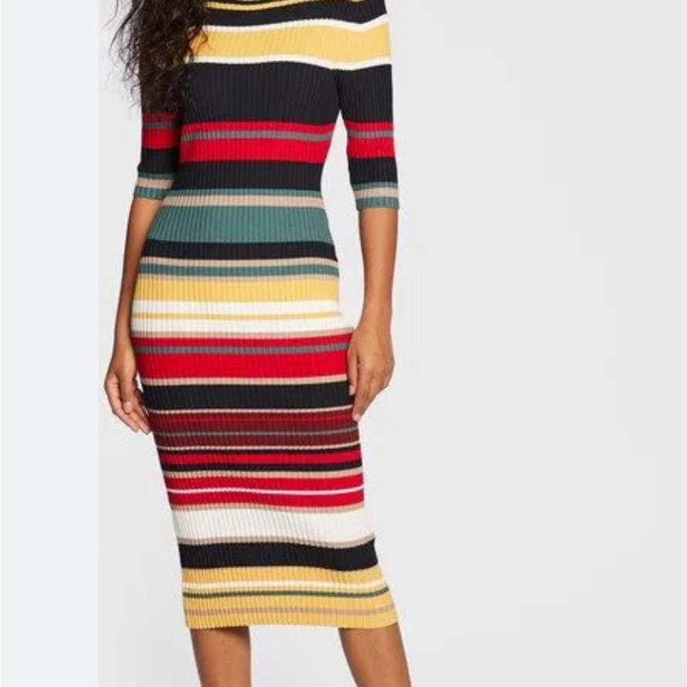 Colorful Striped Midi Dress